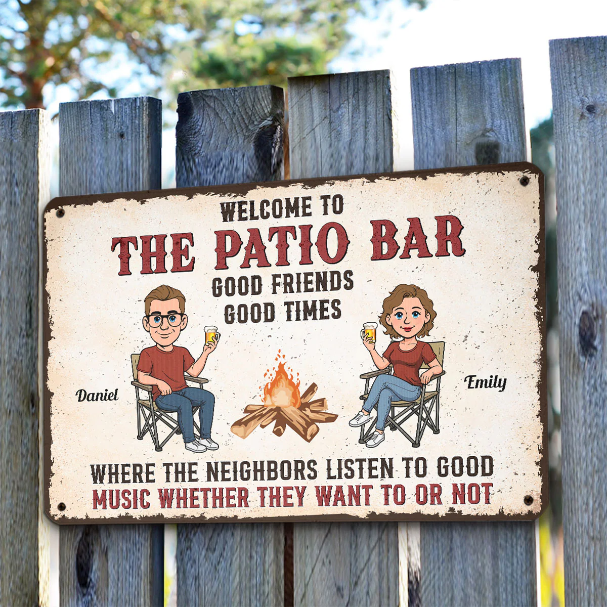 Patio Grilling Listen To The Good Music Retro - Personalized Custom Metal Sign - Image 3