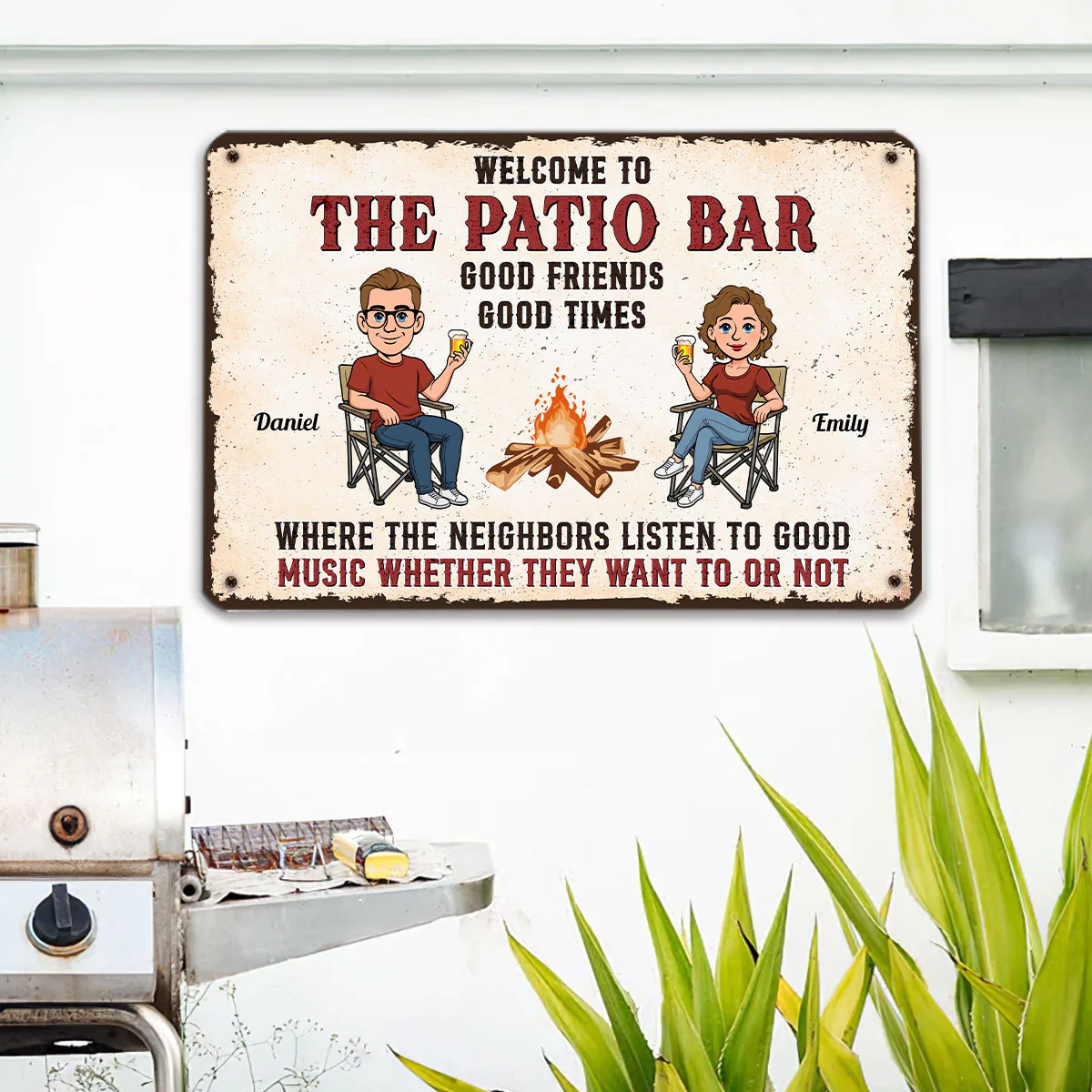 Patio Grilling Listen To The Good Music Retro - Personalized Custom Metal Sign - Image 4