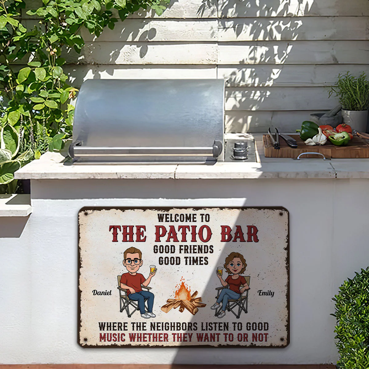 Patio Grilling Listen To The Good Music Retro - Personalized Custom Metal Sign - Image 5
