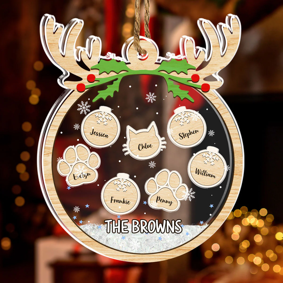 Paw Charm - Personalized Custom Acrylic Shaker Ornament - Image 4