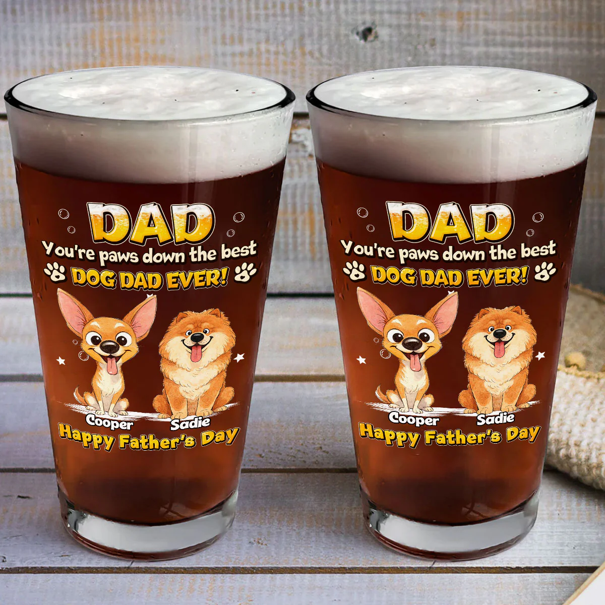 Paw Down The Best - Personalized Custom Beer Glass - Image 3