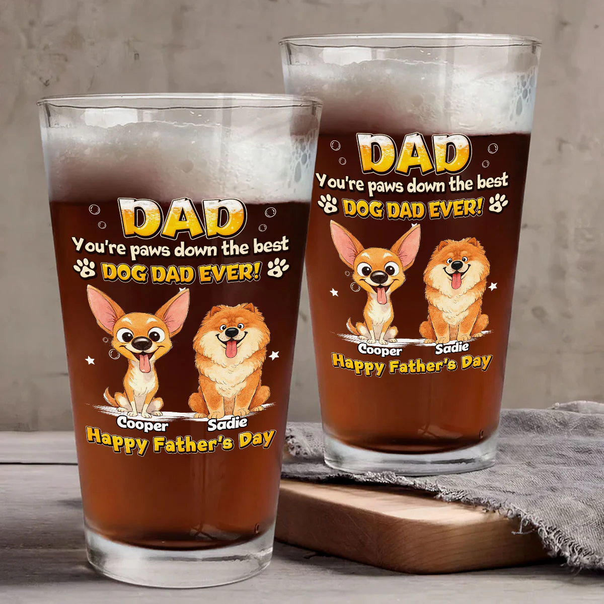 Paw Down The Best - Personalized Custom Beer Glass - Image 4