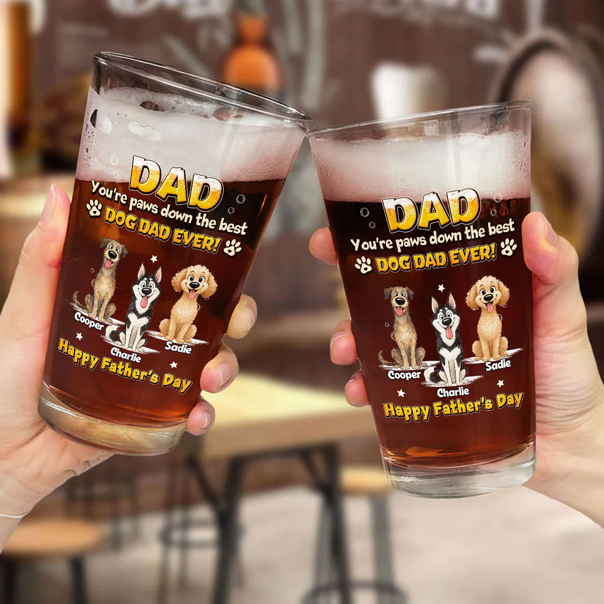 Paw Down The Best - Personalized Custom Beer Glass - Image 5