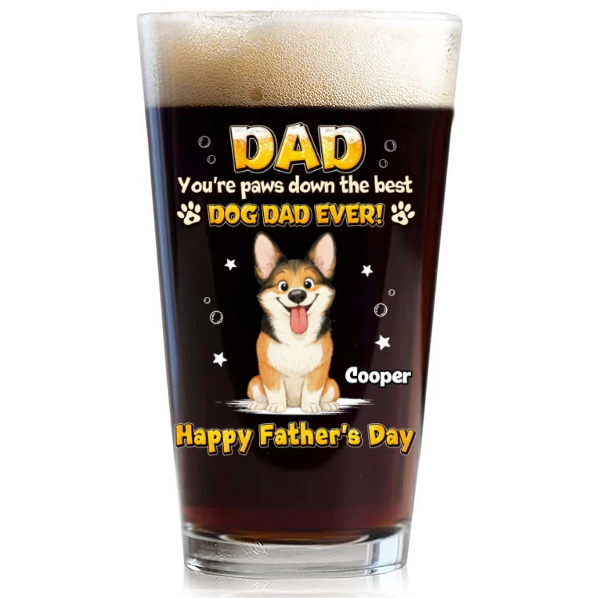 Paw Down The Best - Personalized Custom Beer Glass - Image 7