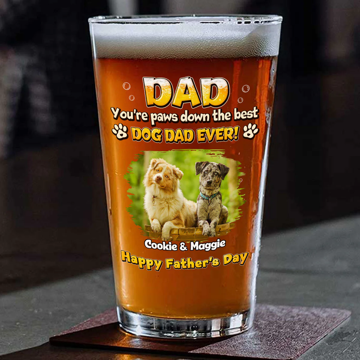 Paw Down The Best Photo - Personalized Custom Beer Glass - Image 2