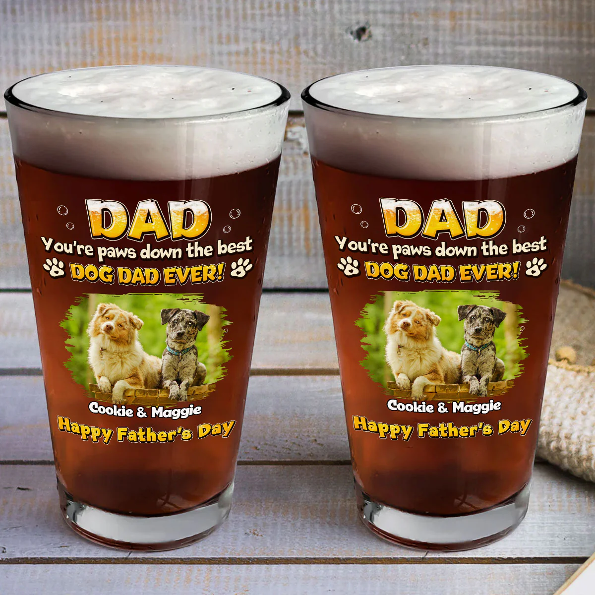 Paw Down The Best Photo - Personalized Custom Beer Glass - Image 3