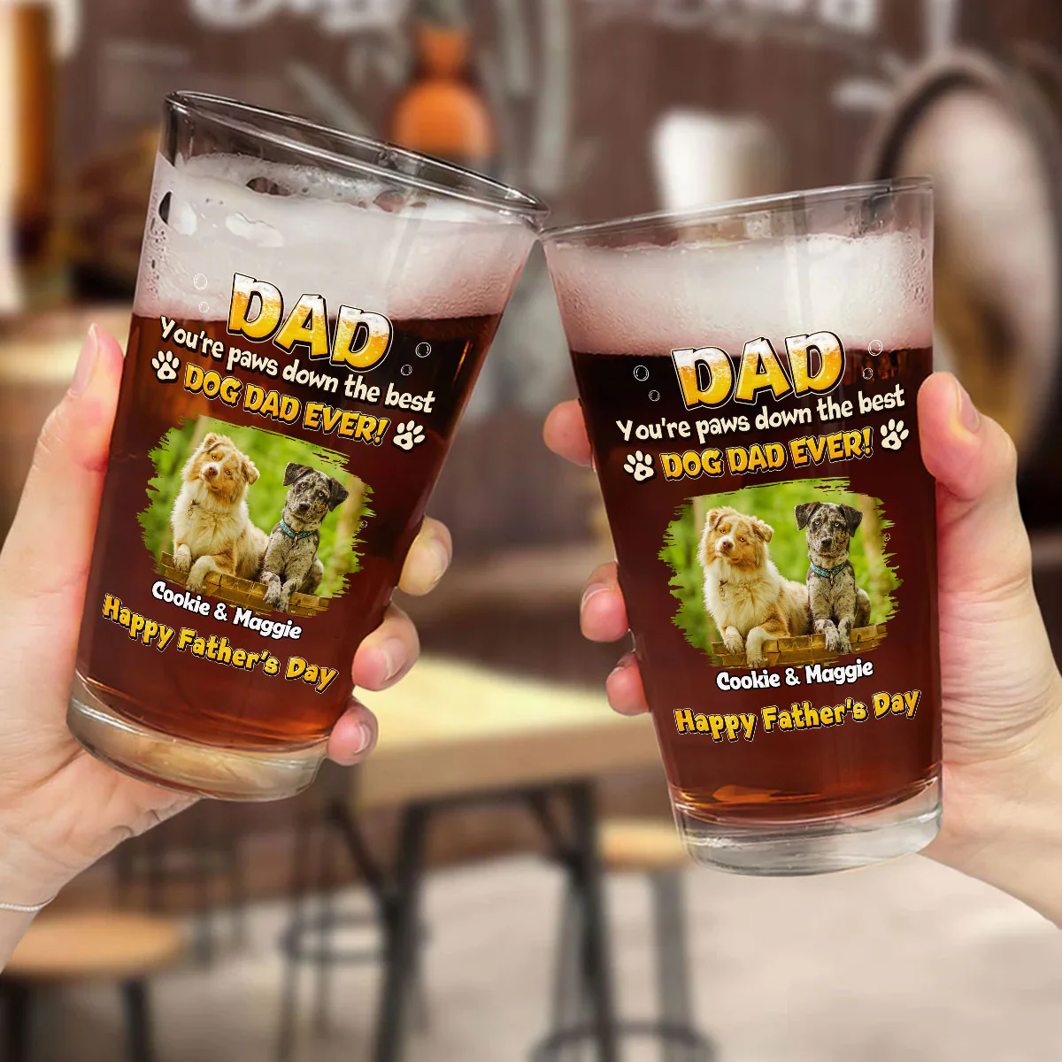 Paw Down The Best Photo - Personalized Custom Beer Glass - Image 5