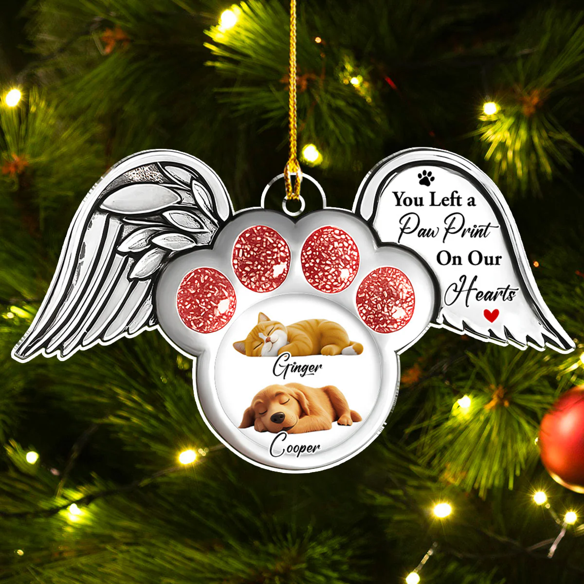 Paw In Heaven - Personalized Custom Acrylic Ornament - Image 2