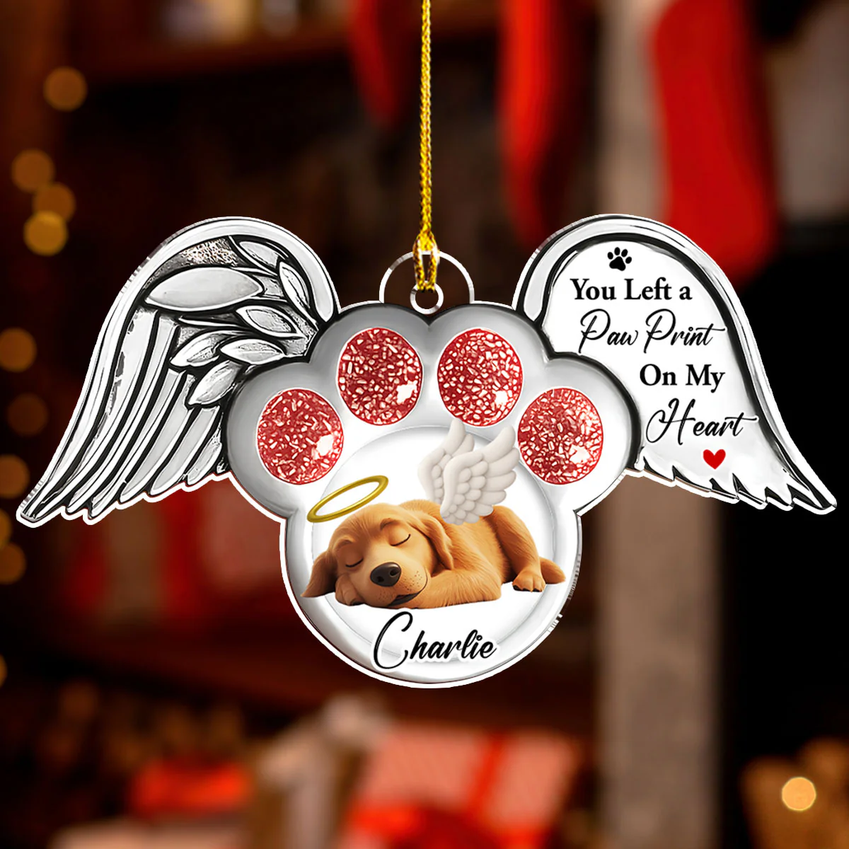 Pawprints In Heaven - Personalized Custom Acrylic Ornament - Image 2