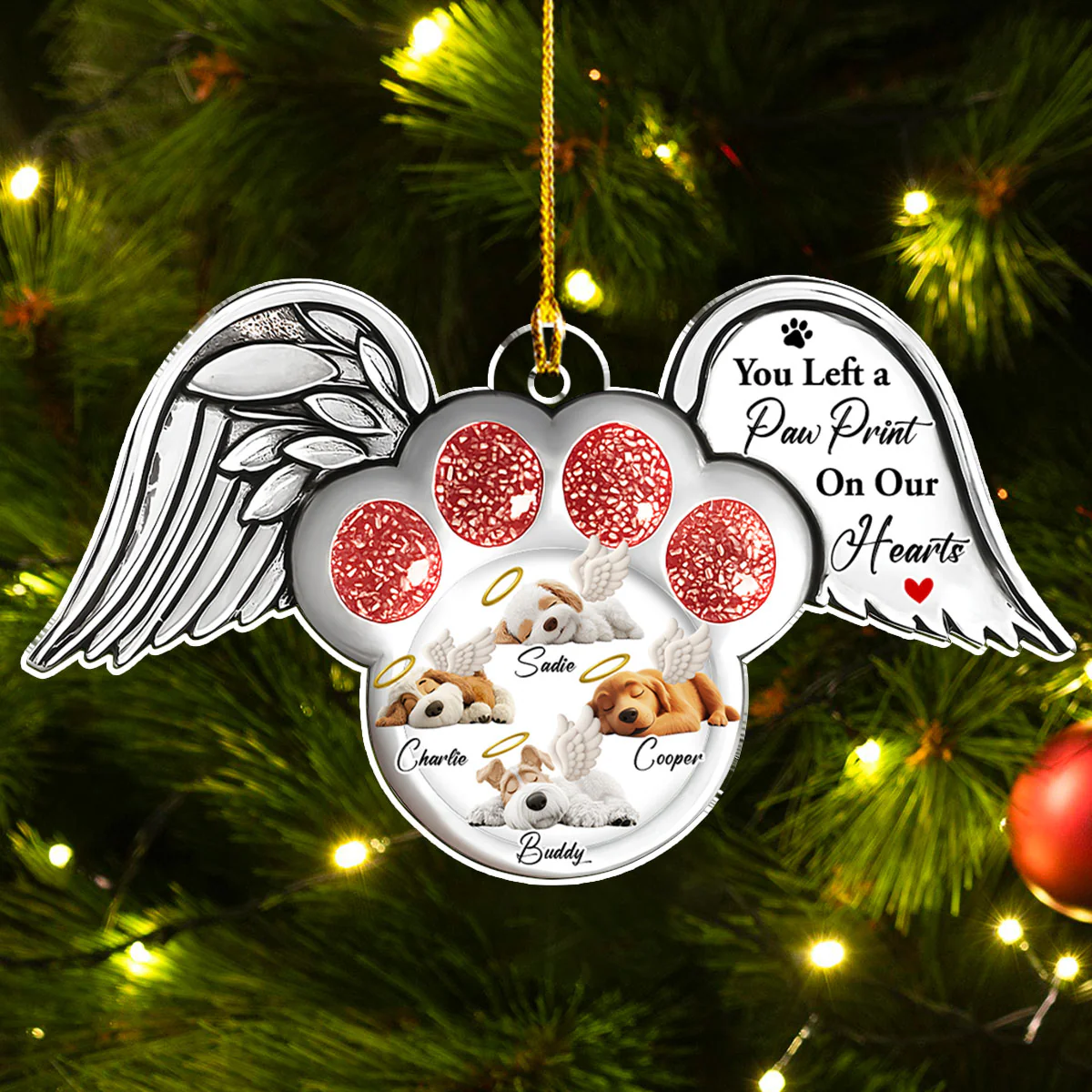 Pawprints In Heaven - Personalized Custom Acrylic Ornament - Image 5