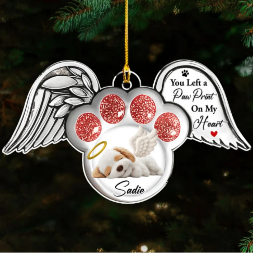 Pawprints In Heaven - Personalized Custom Acrylic Ornament - Image 7