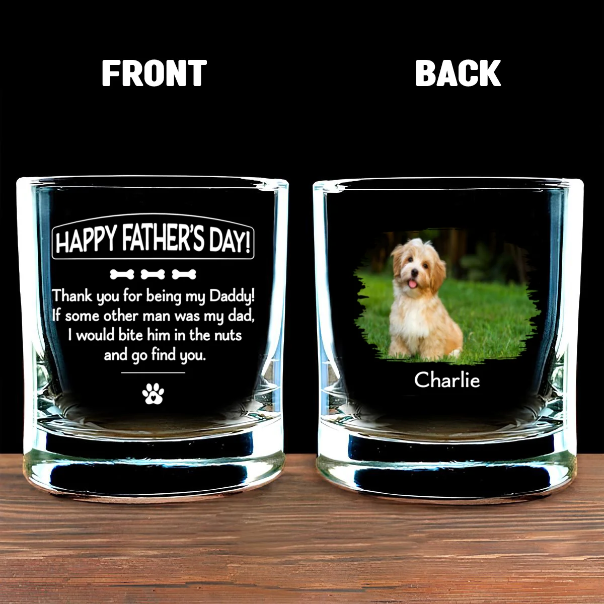 Pawsitively Lucky To Bark Photo  - Personalized Custom Whiskey Glass - Image 5