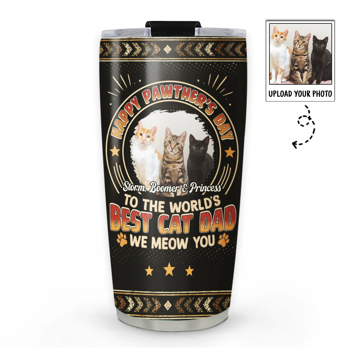 Pawther Day With Cat Dad Photo - Personalized Custom Tumbler