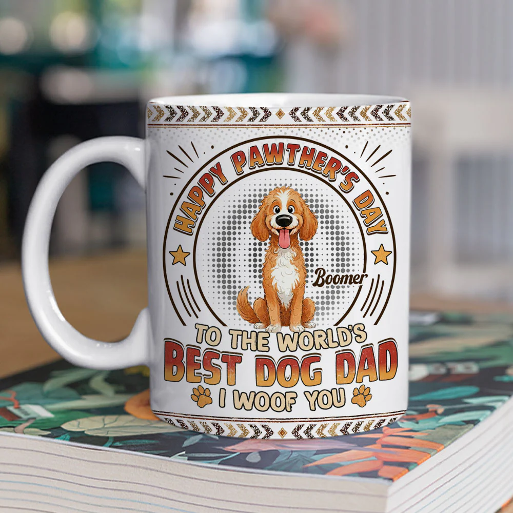 Pawther Day With Dog Dad - Personalized Custom Coffee Mug - Image 2
