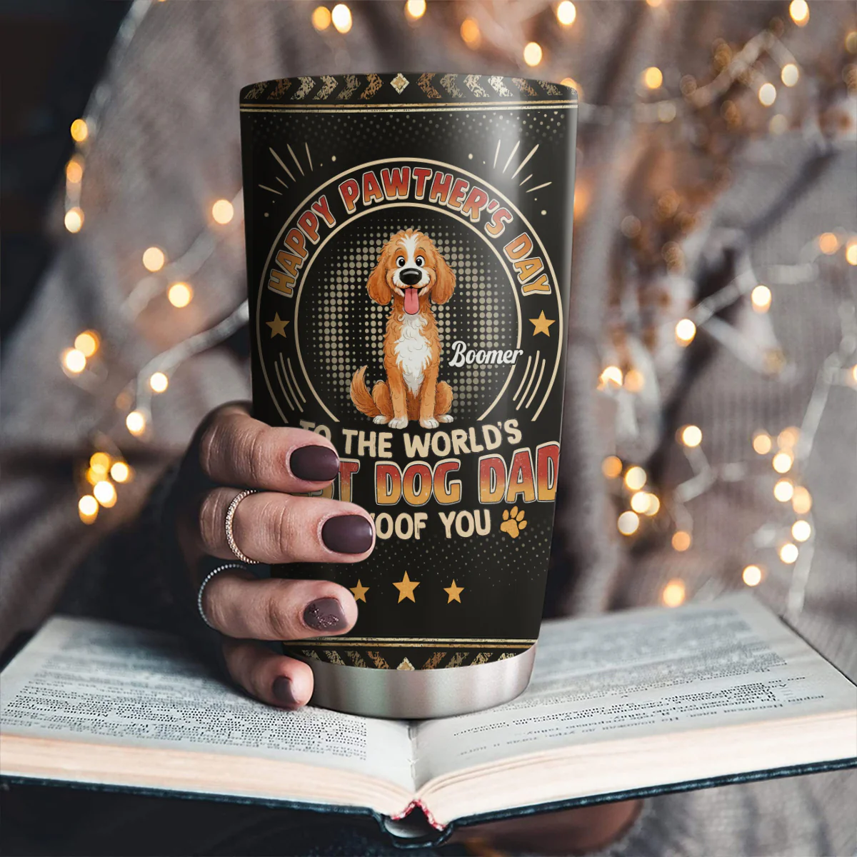 Pawther Day With Dog Dad - Personalized Custom Tumbler - Image 2
