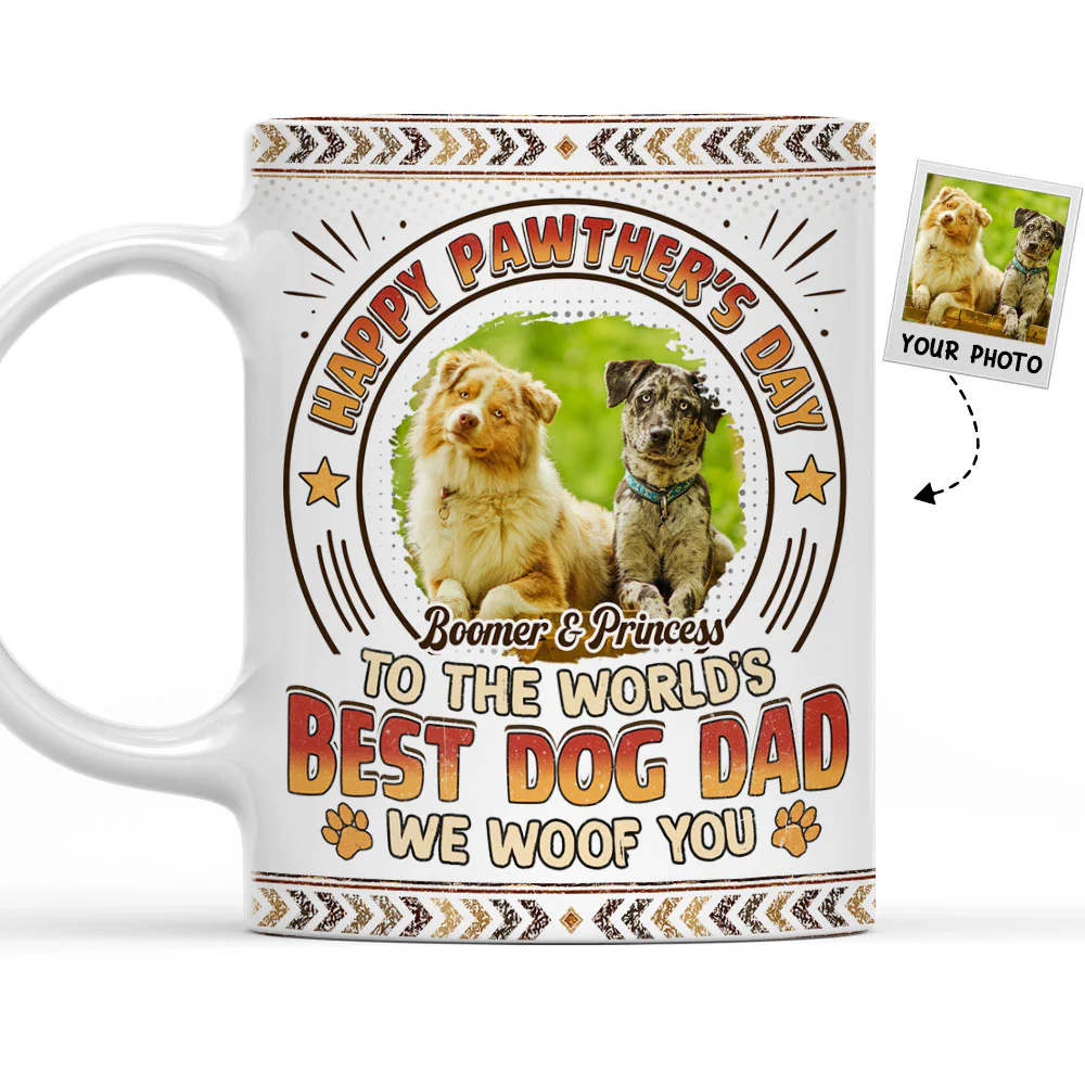 Pawther Day With Dog Dad Photo - Personalized Custom Coffee Mug