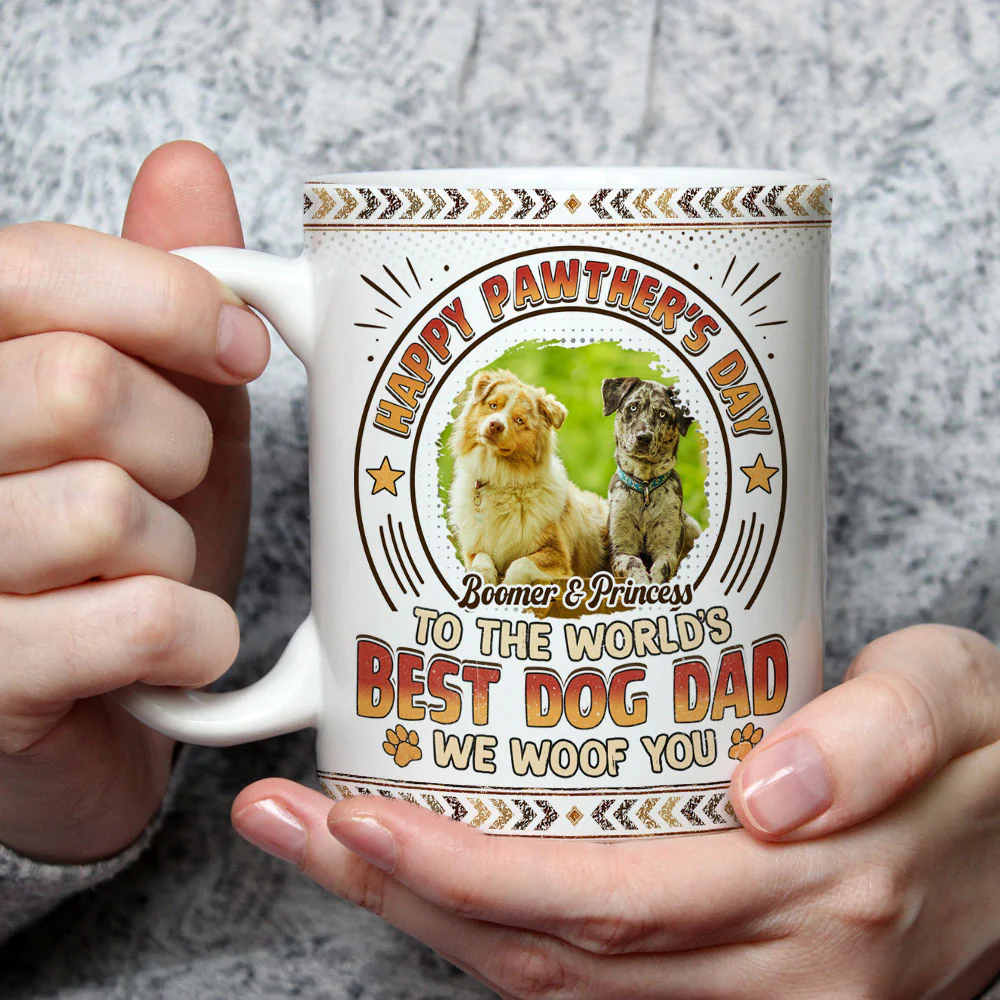 Pawther Day With Dog Dad Photo - Personalized Custom Coffee Mug - Image 2