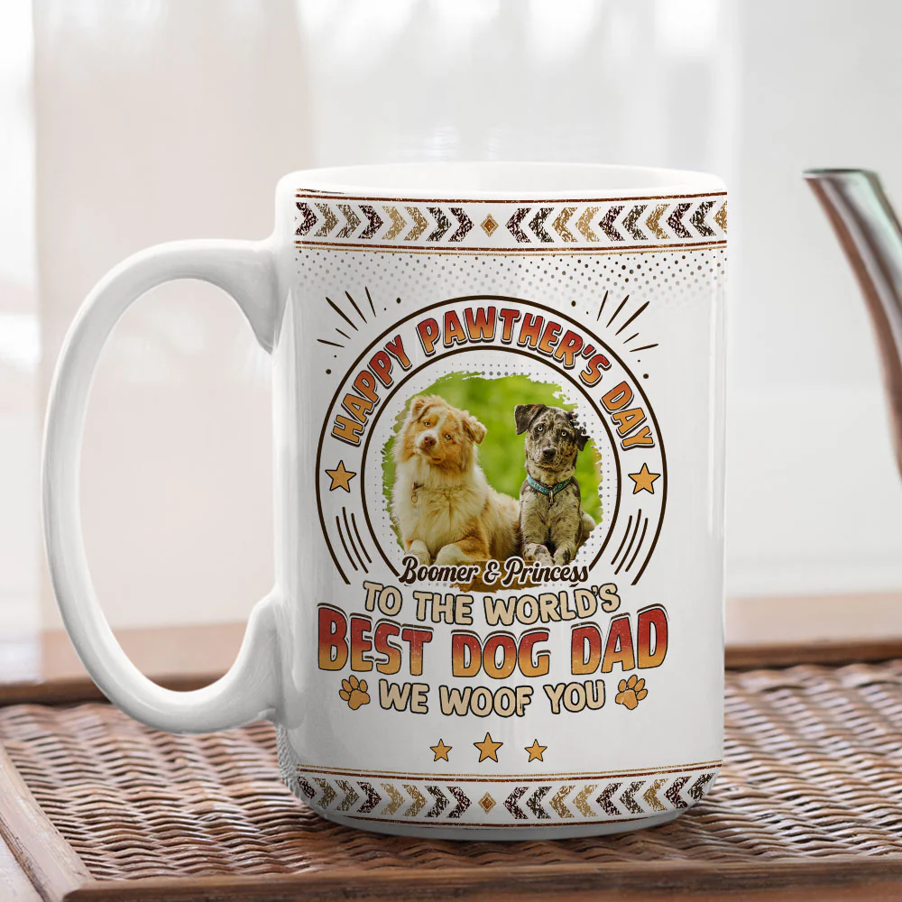 Pawther Day With Dog Dad Photo - Personalized Custom Coffee Mug - Image 3