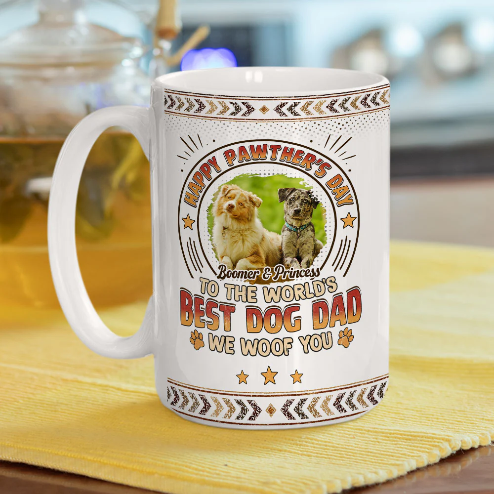 Pawther Day With Dog Dad Photo - Personalized Custom Coffee Mug - Image 4