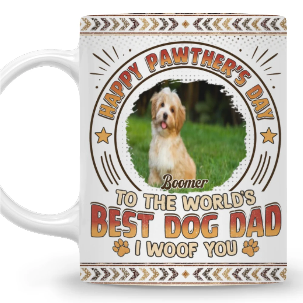 Pawther Day With Dog Dad Photo - Personalized Custom Coffee Mug - Image 7