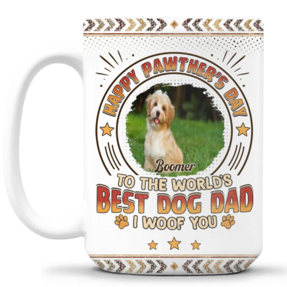 Pawther Day With Dog Dad Photo - Personalized Custom Coffee Mug - Image 8