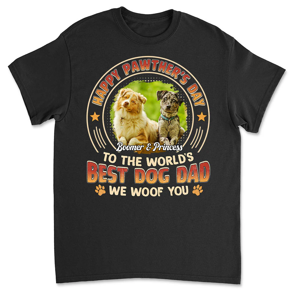 Pawther Day With Dog Dad Photo - Personalized Custom Shirt