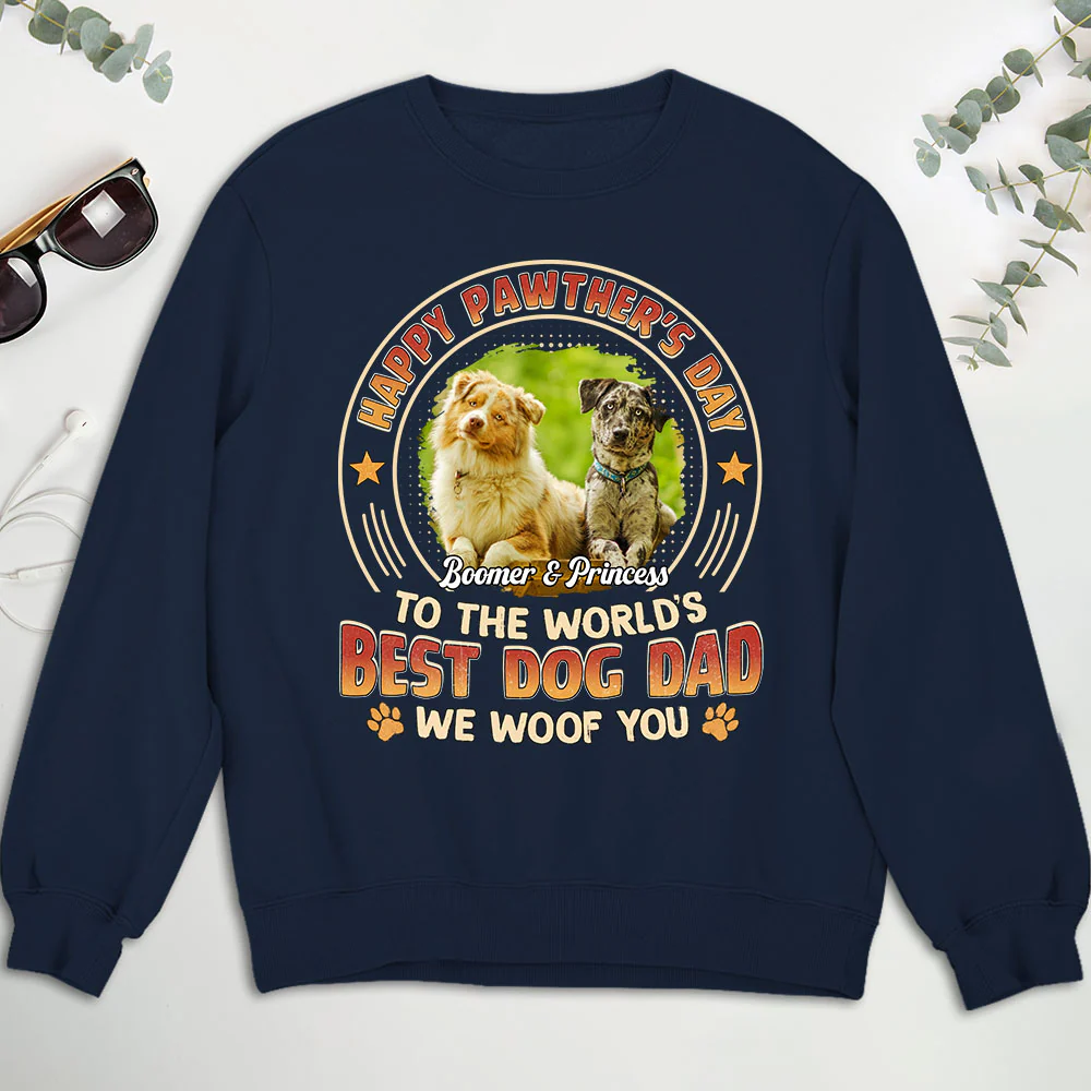 Pawther Day With Dog Dad Photo - Personalized Custom Shirt - Image 5