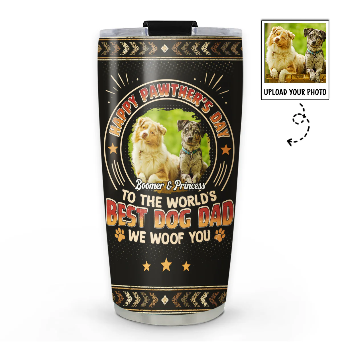 Pawther Day With Dog Dad Photo - Personalized Custom Tumbler
