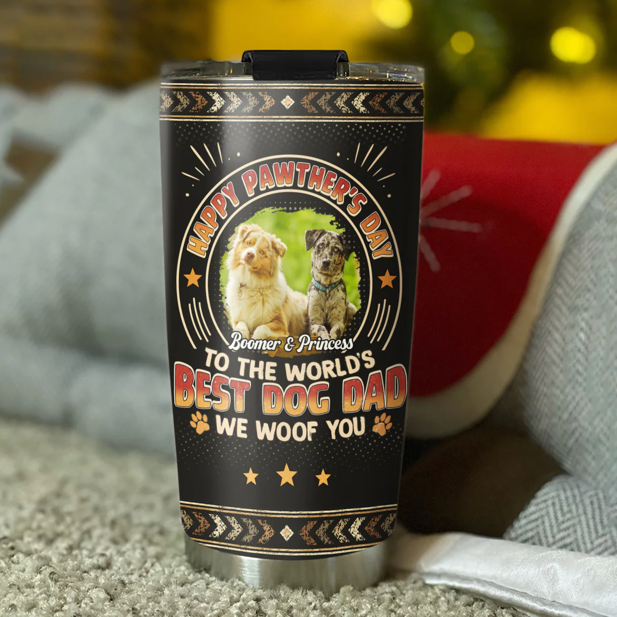 Pawther Day With Dog Dad Photo - Personalized Custom Tumbler - Image 4