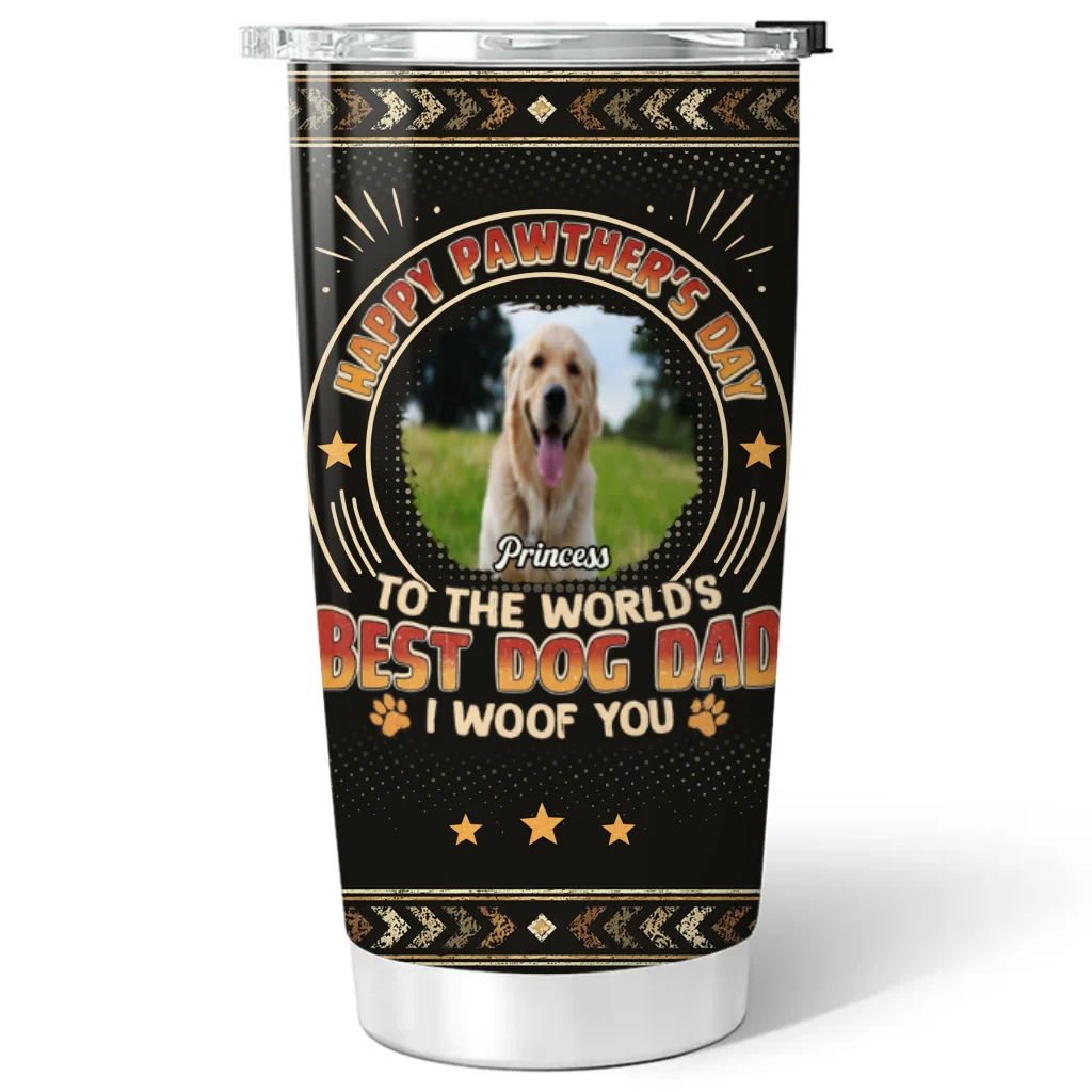 Pawther Day With Dog Dad Photo - Personalized Custom Tumbler - Image 5