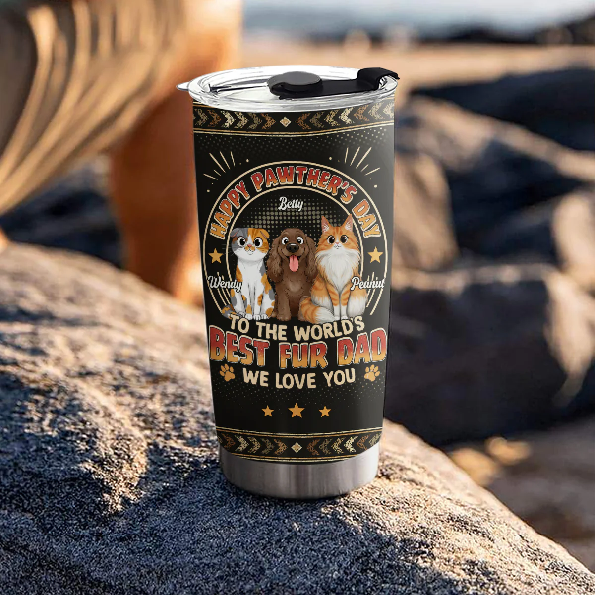 Pawther Day With Pet Dad - Personalized Custom Tumbler - Image 3