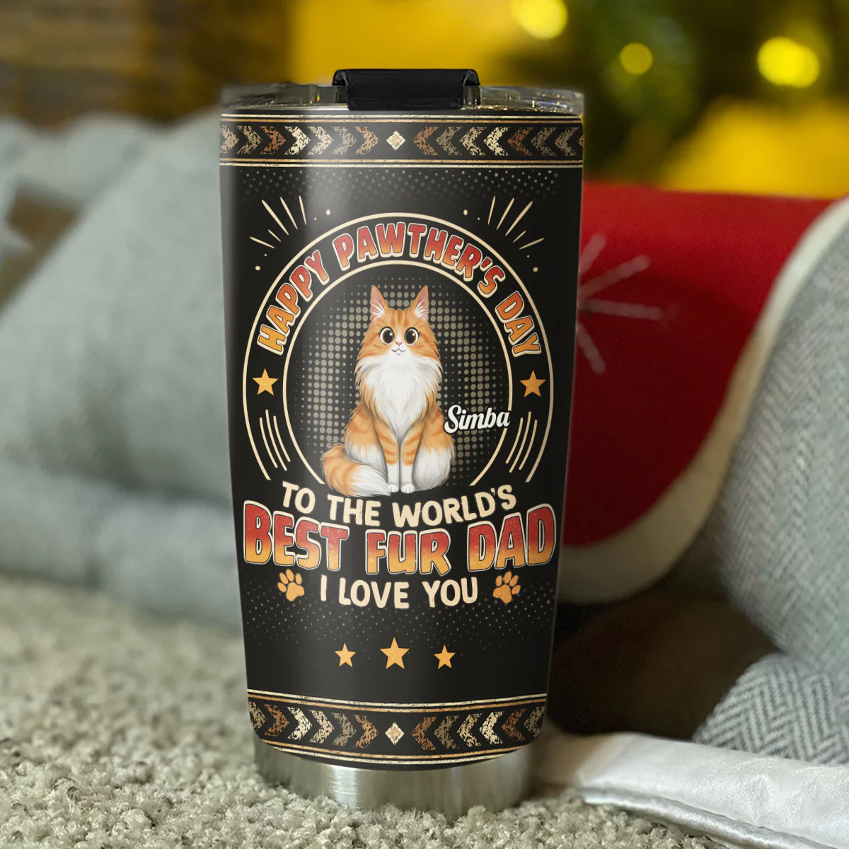 Pawther Day With Pet Dad - Personalized Custom Tumbler - Image 4