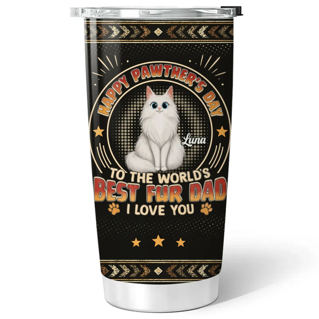 Pawther Day With Pet Dad - Personalized Custom Tumbler - Image 5