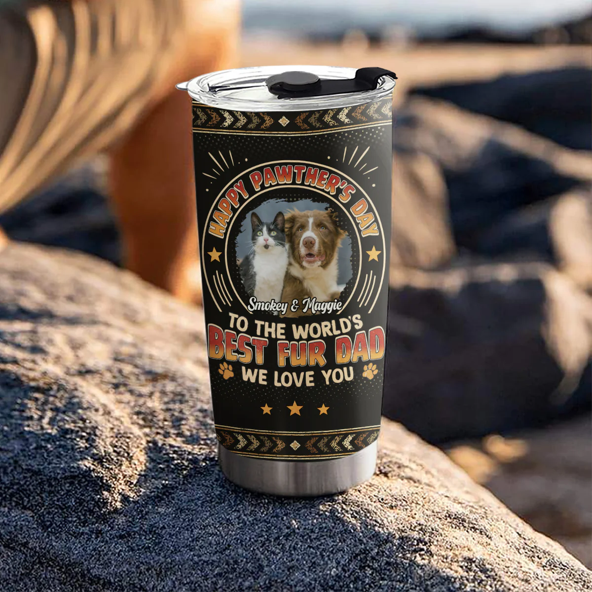 Pawther Day With Pet Dad Photo - Personalized Custom Tumbler - Image 3