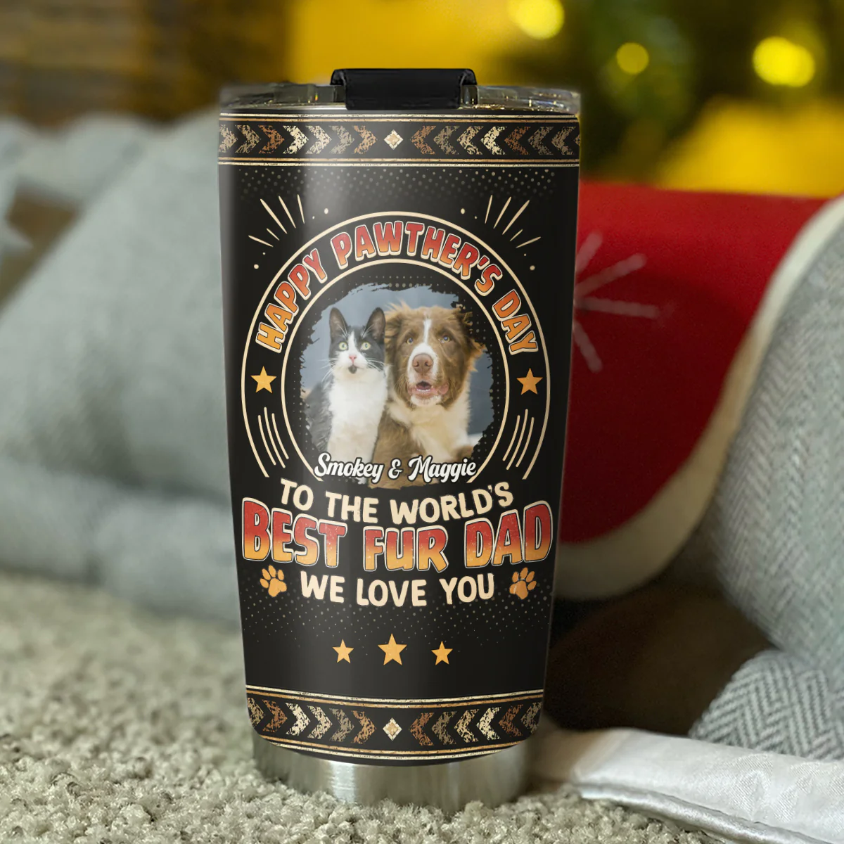 Pawther Day With Pet Dad Photo - Personalized Custom Tumbler - Image 4