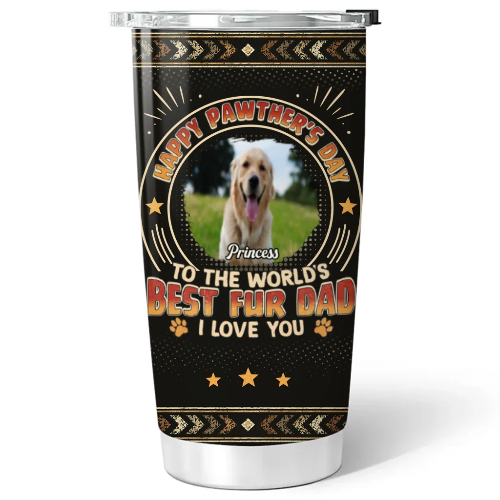 Pawther Day With Pet Dad Photo - Personalized Custom Tumbler - Image 5