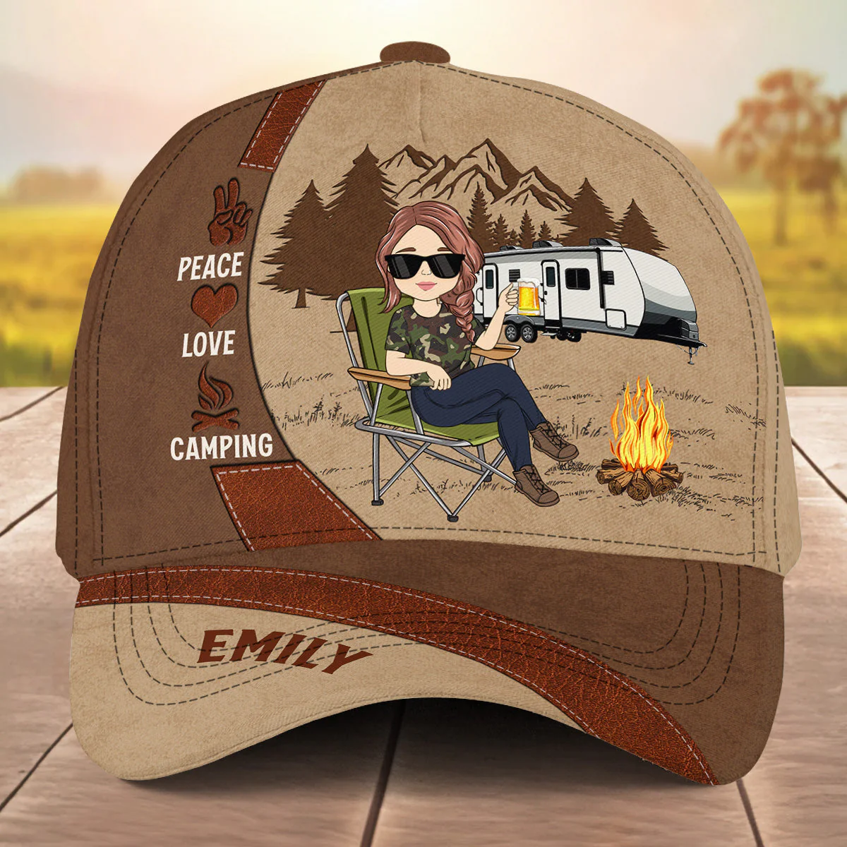 Peace Love Camping - Personalized Classic Cap - Image 2