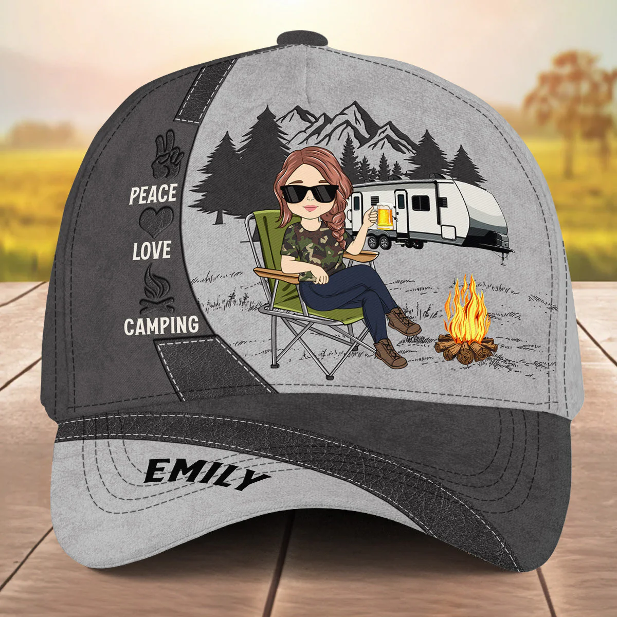 Peace Love Camping - Personalized Classic Cap - Image 3