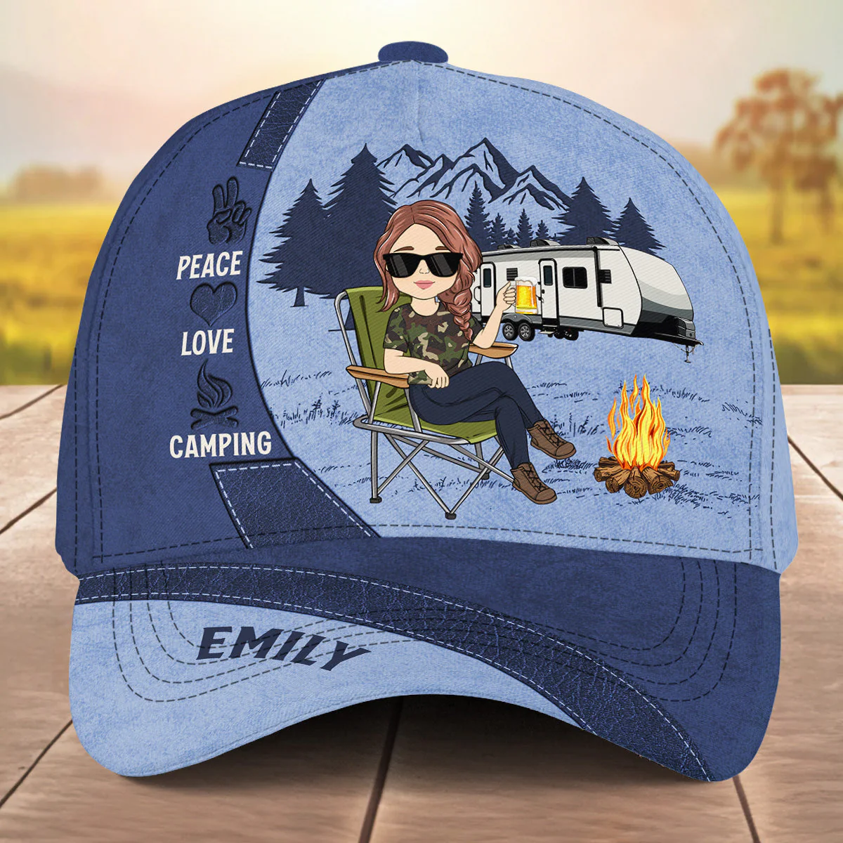 Peace Love Camping - Personalized Classic Cap - Image 4