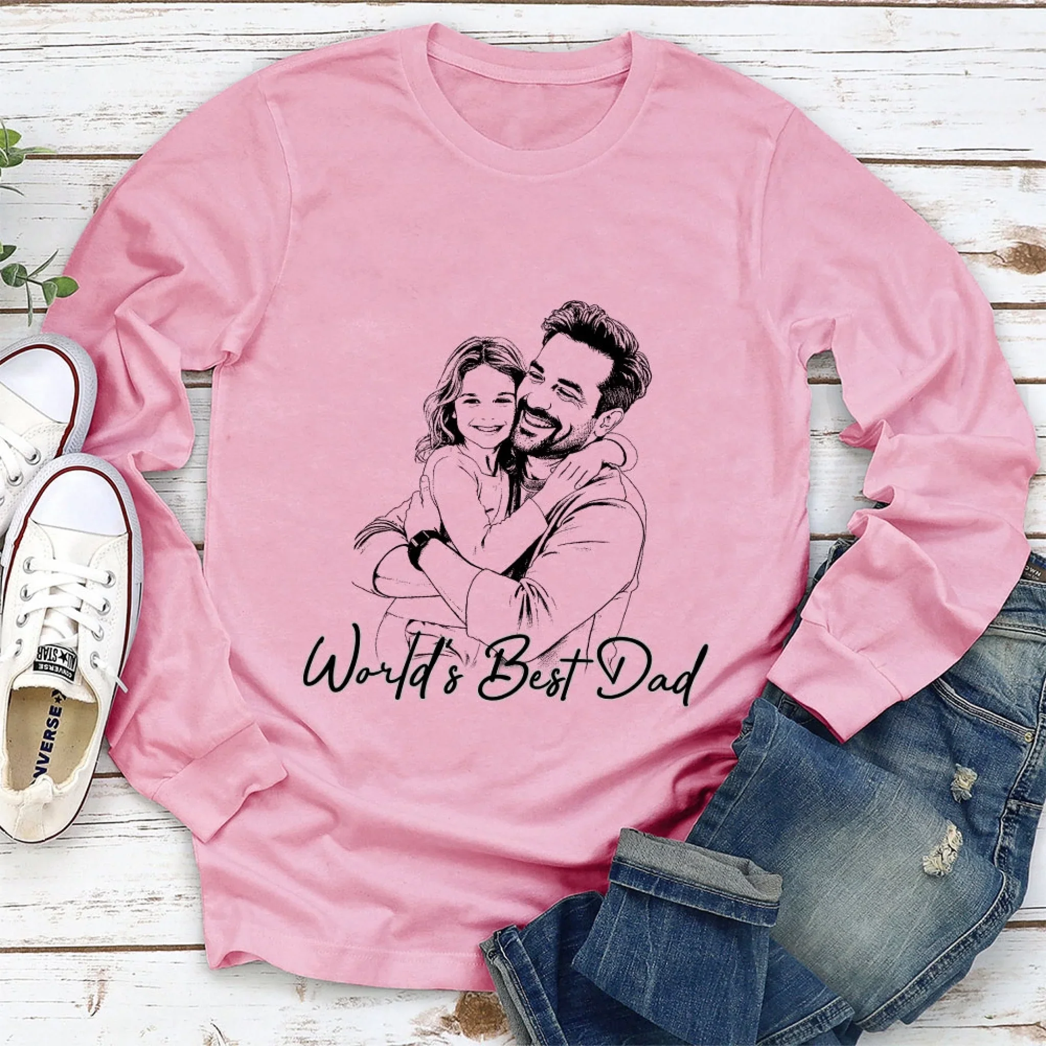 Pencil Sketch Best Dad Grandpa Ever - Personalized Custom Shirt - Image 4