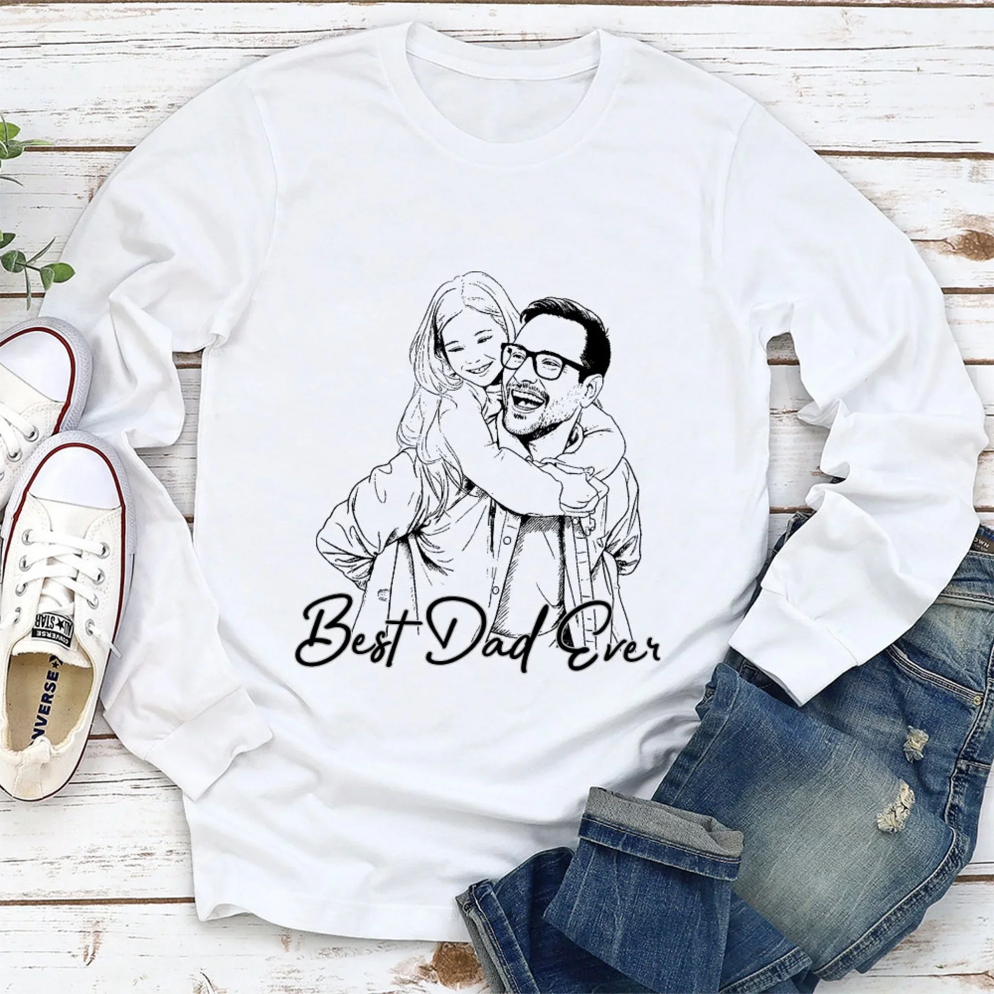 Pencil Sketch Best Dad Grandpa Ever - Personalized Custom Shirt - Image 5