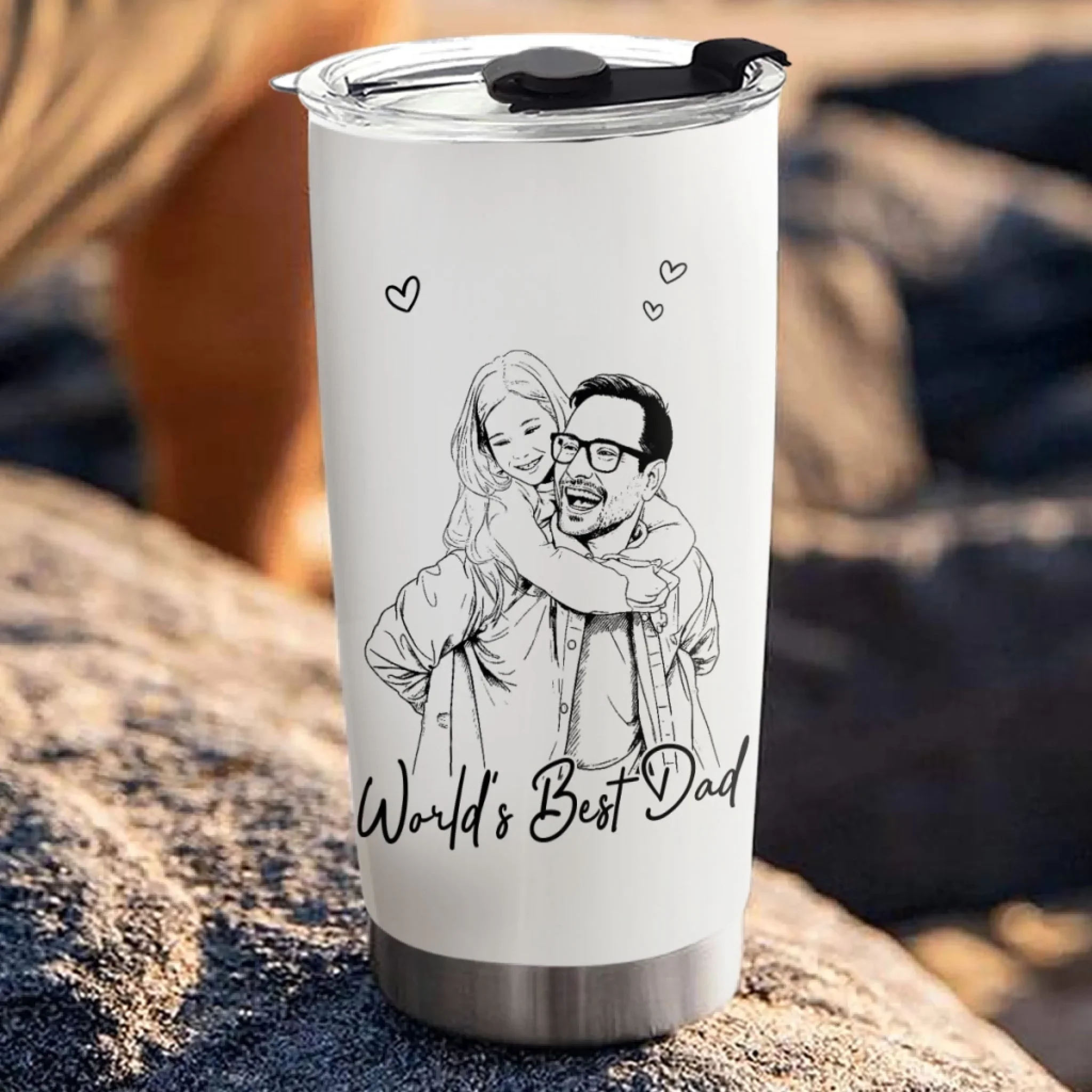 Pencil Sketch Best Dad Grandpa Ever - Personalized Custom Tumbler - Image 2