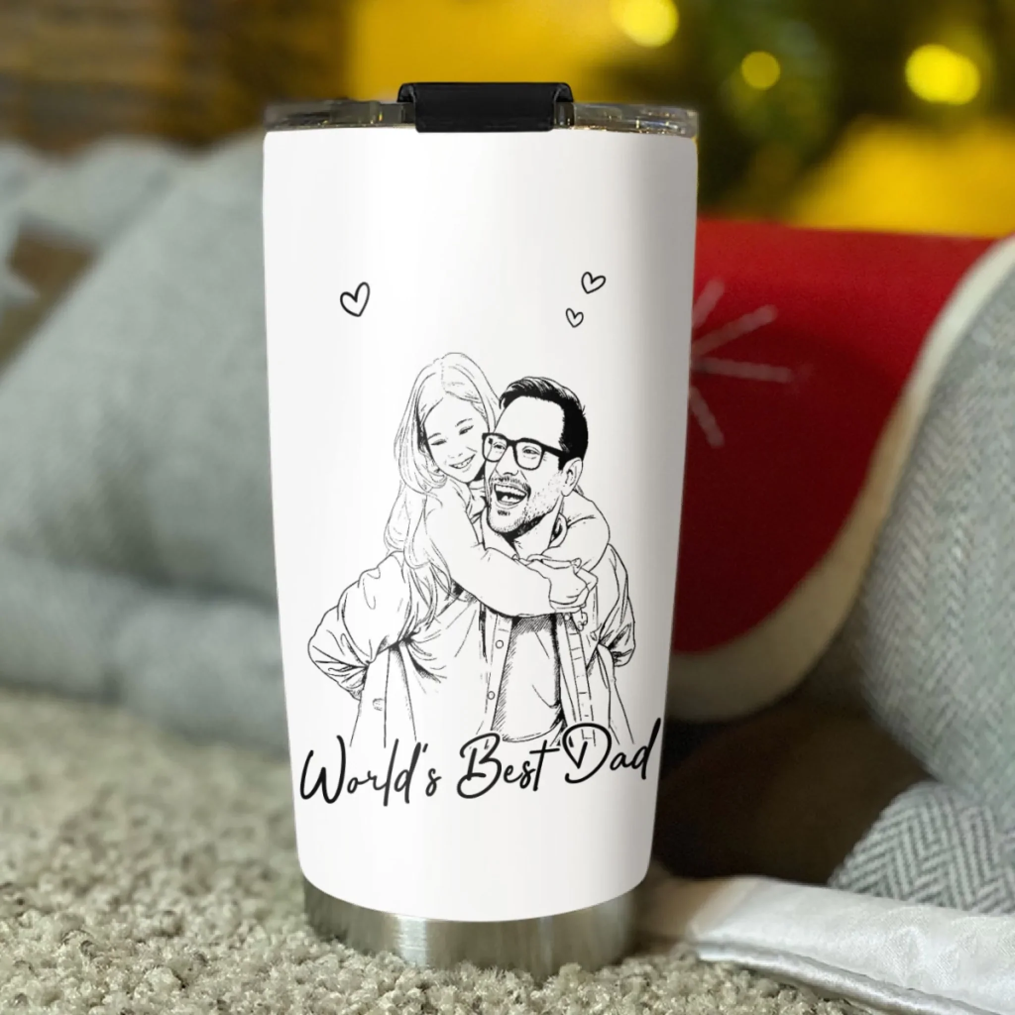Pencil Sketch Best Dad Grandpa Ever - Personalized Custom Tumbler - Image 4