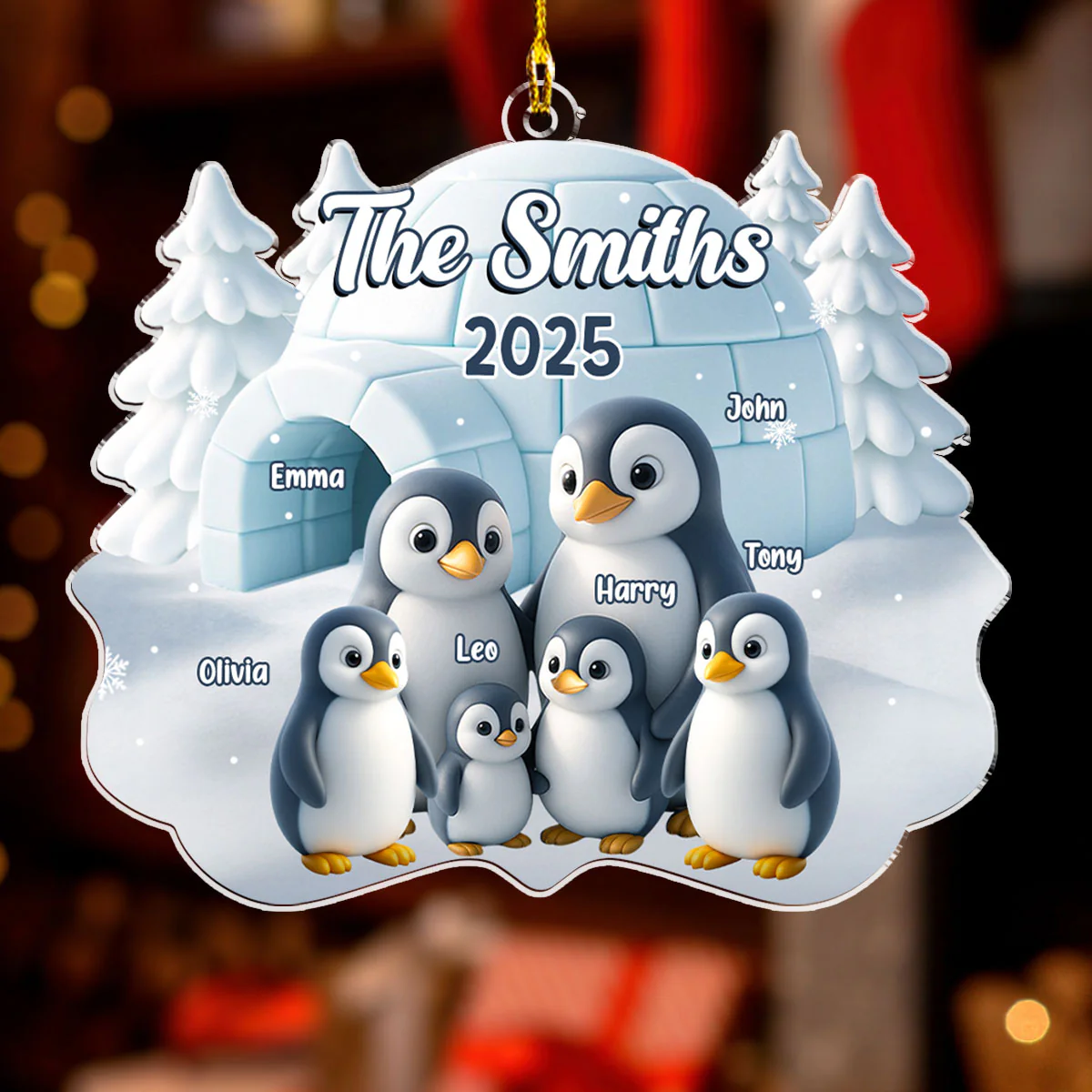 Penguin Family - Personalized Custom Acrylic Ornament - Image 2