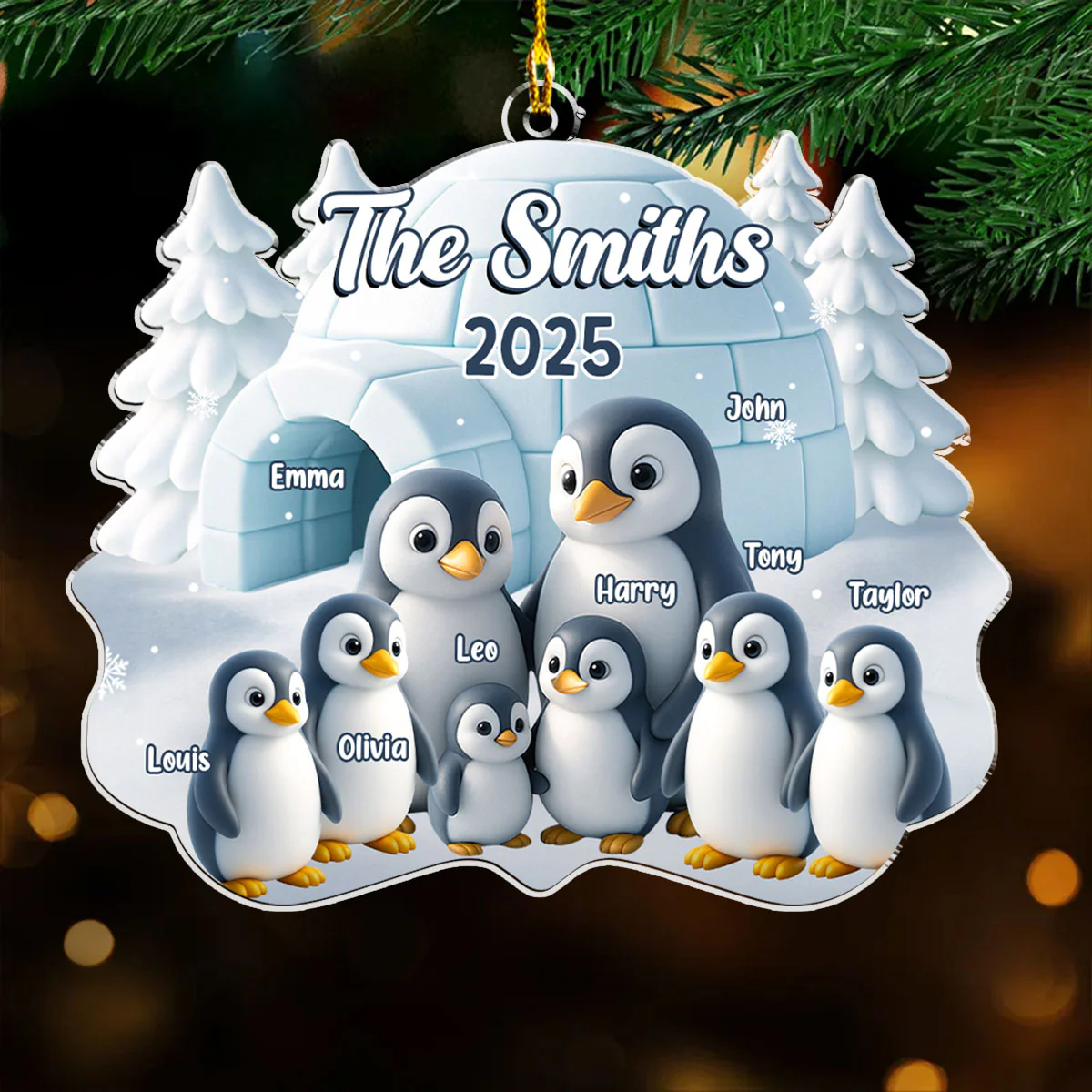 Penguin Family - Personalized Custom Acrylic Ornament - Image 3