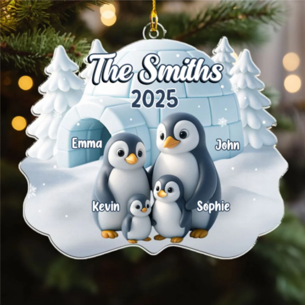 Penguin Family - Personalized Custom Acrylic Ornament - Image 7