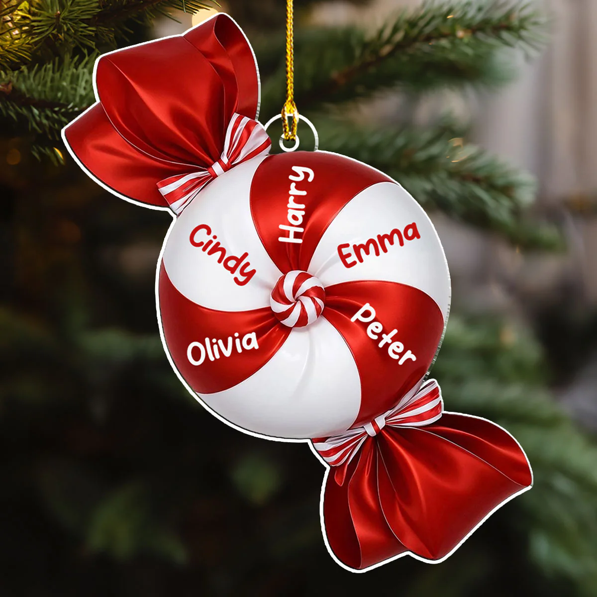 Peppermint Season - Personalized Custom Acrylic Ornament - Image 4