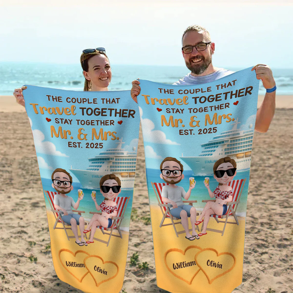 Perfect Couple - Personalized Custom Beach Towel - Image 3