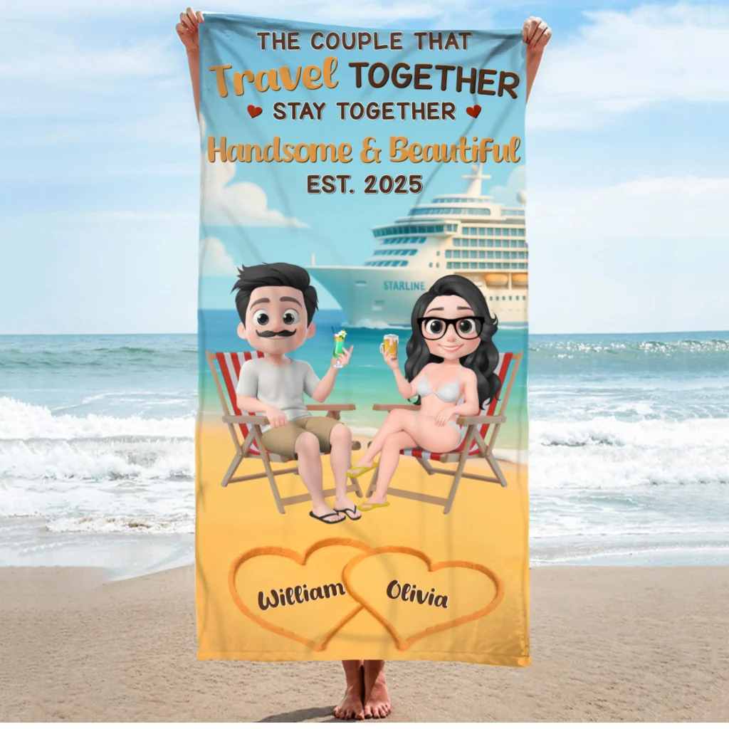 Perfect Couple - Personalized Custom Beach Towel - Image 5