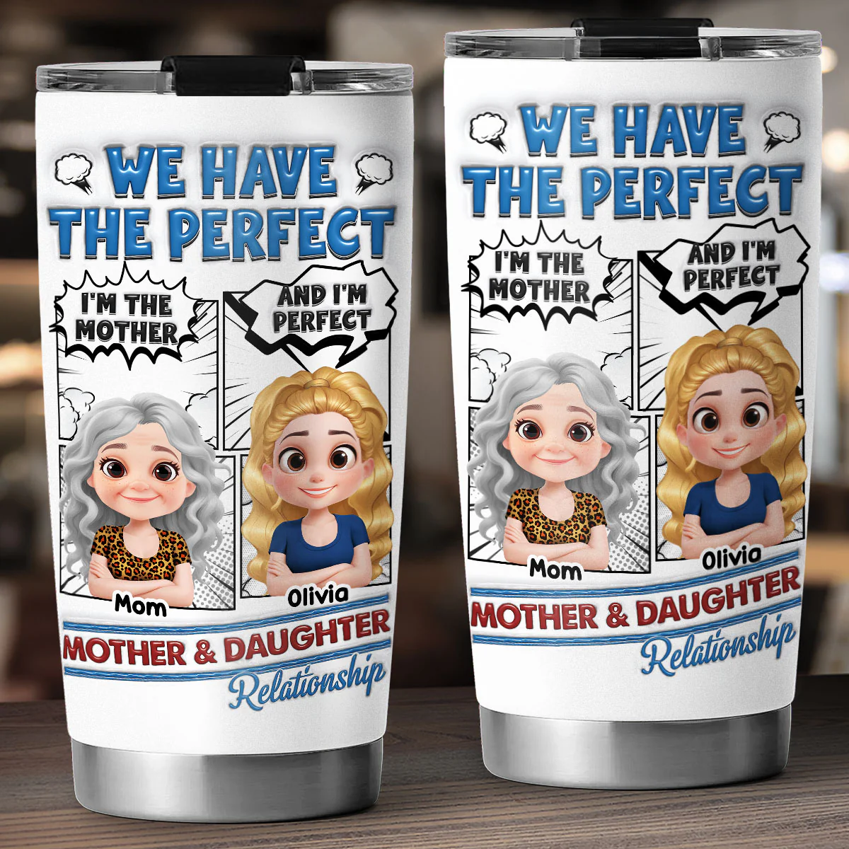 Perfect Mom And Daughter - Personalized Custom 3D Inflated Effect Tumbler - Image 4